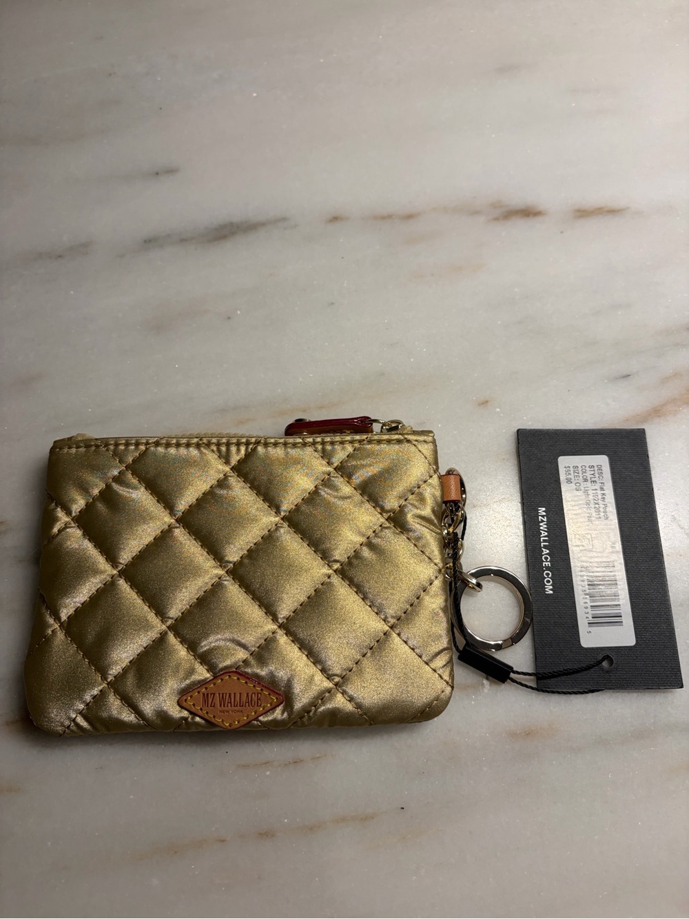 MZ Wallace Quilted Metallic Gold Key Wallet - Picture 2 of 2